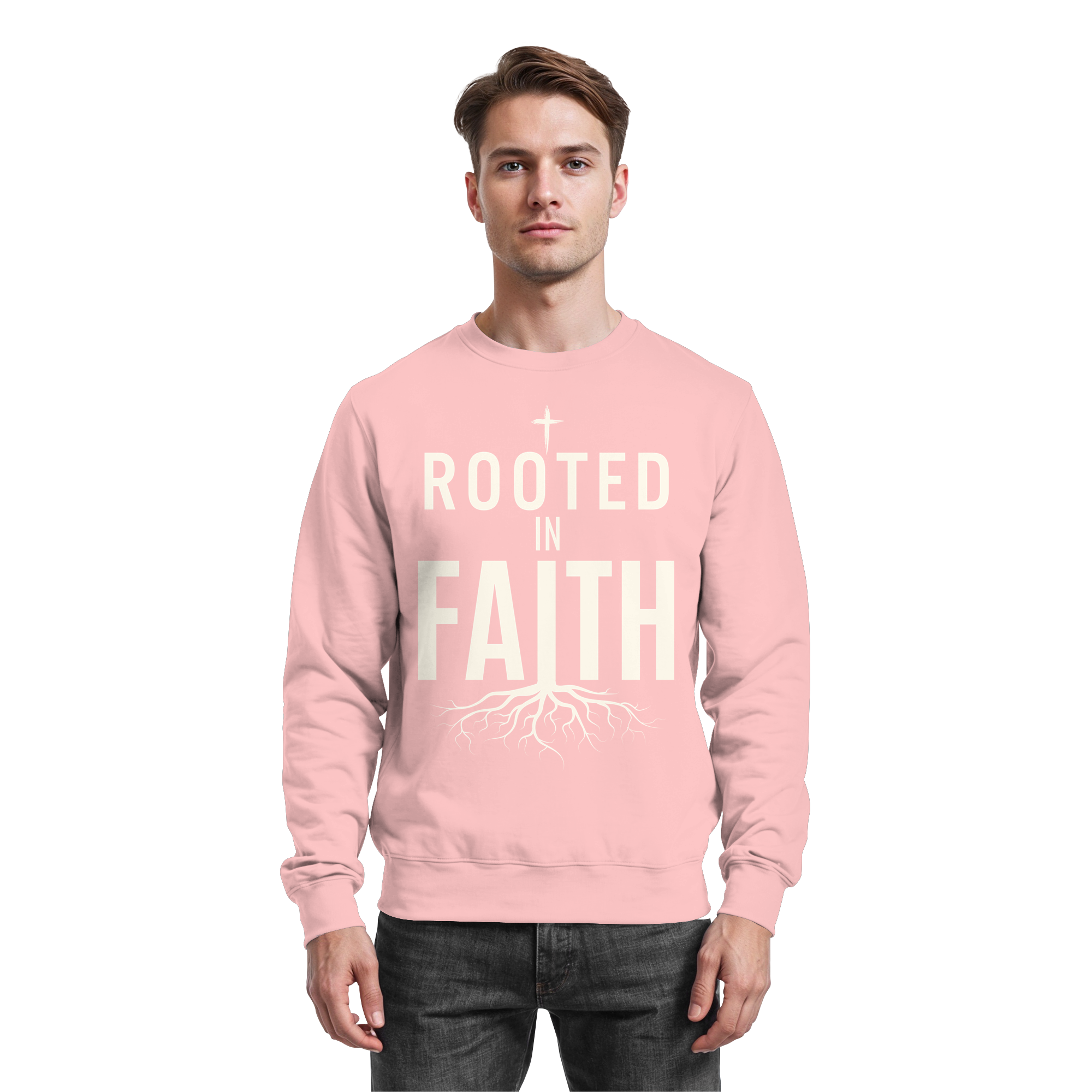ROOTED IN FAITH - Basic Sweatshirt - The Cross Label