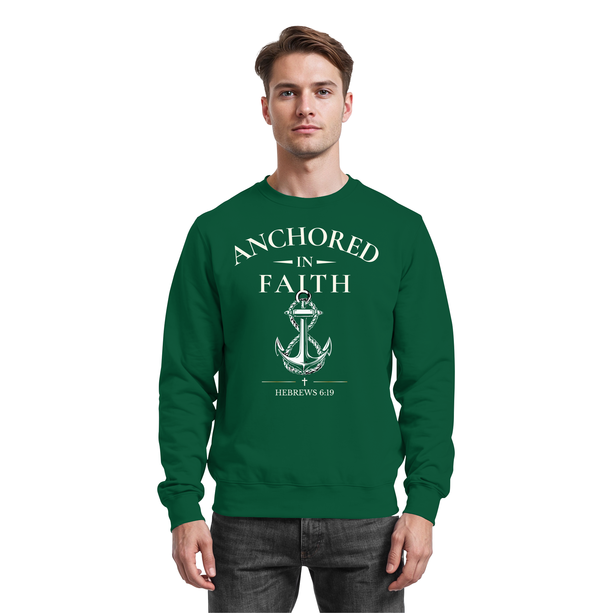 ANCHORED IN FAITH - Basic Sweatshirt - The Cross Label