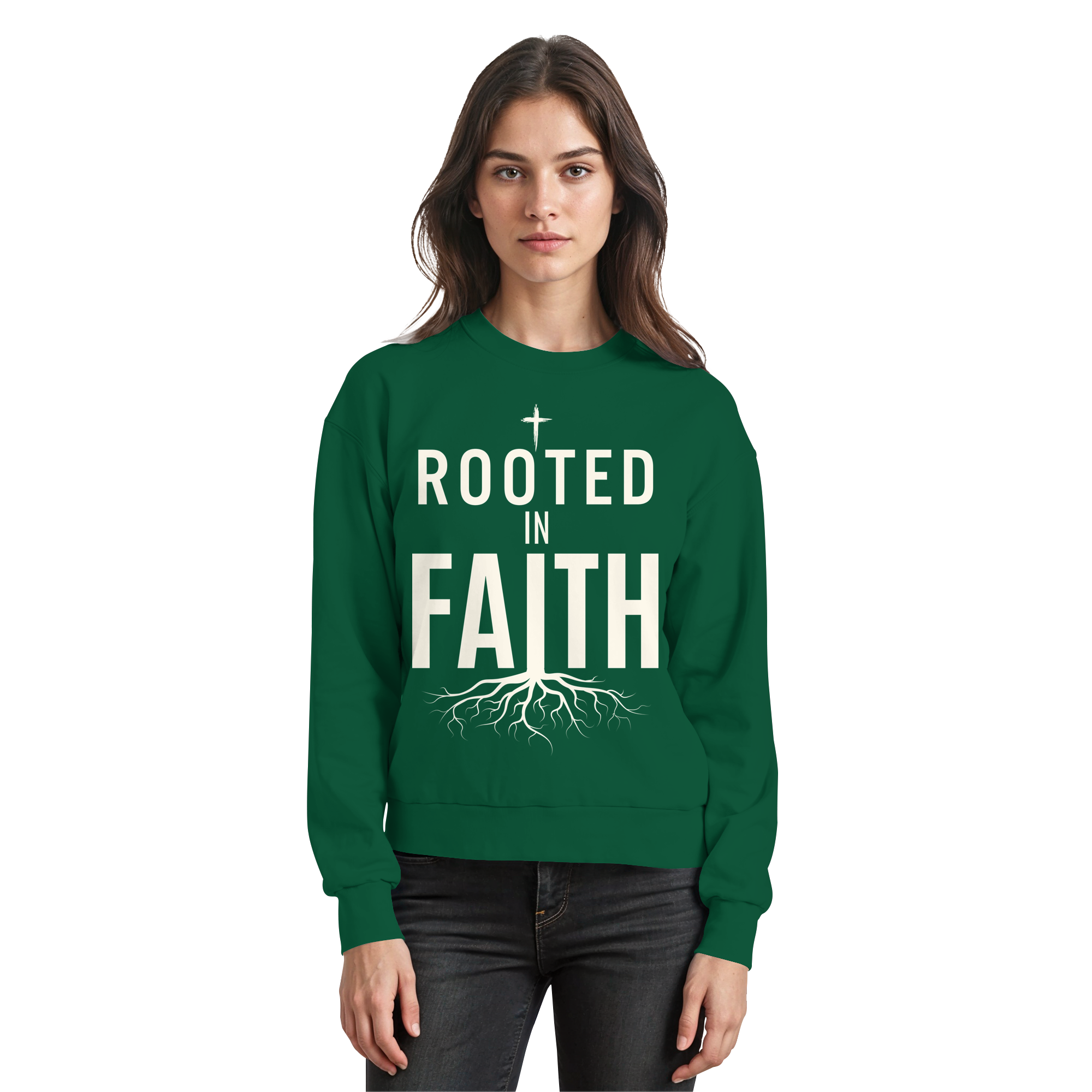 ROOTED IN FAITH - Basic Sweatshirt - The Cross Label