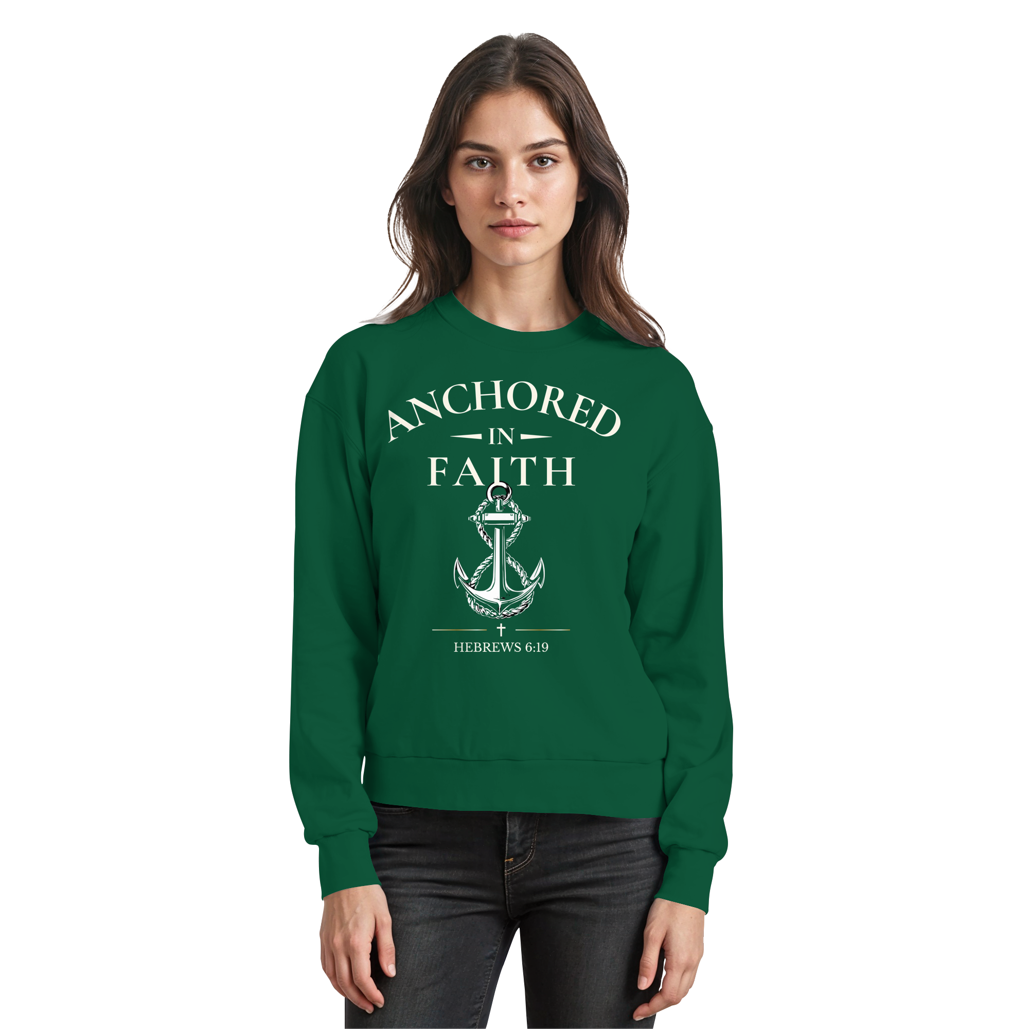 ANCHORED IN FAITH - Basic Sweatshirt - The Cross Label