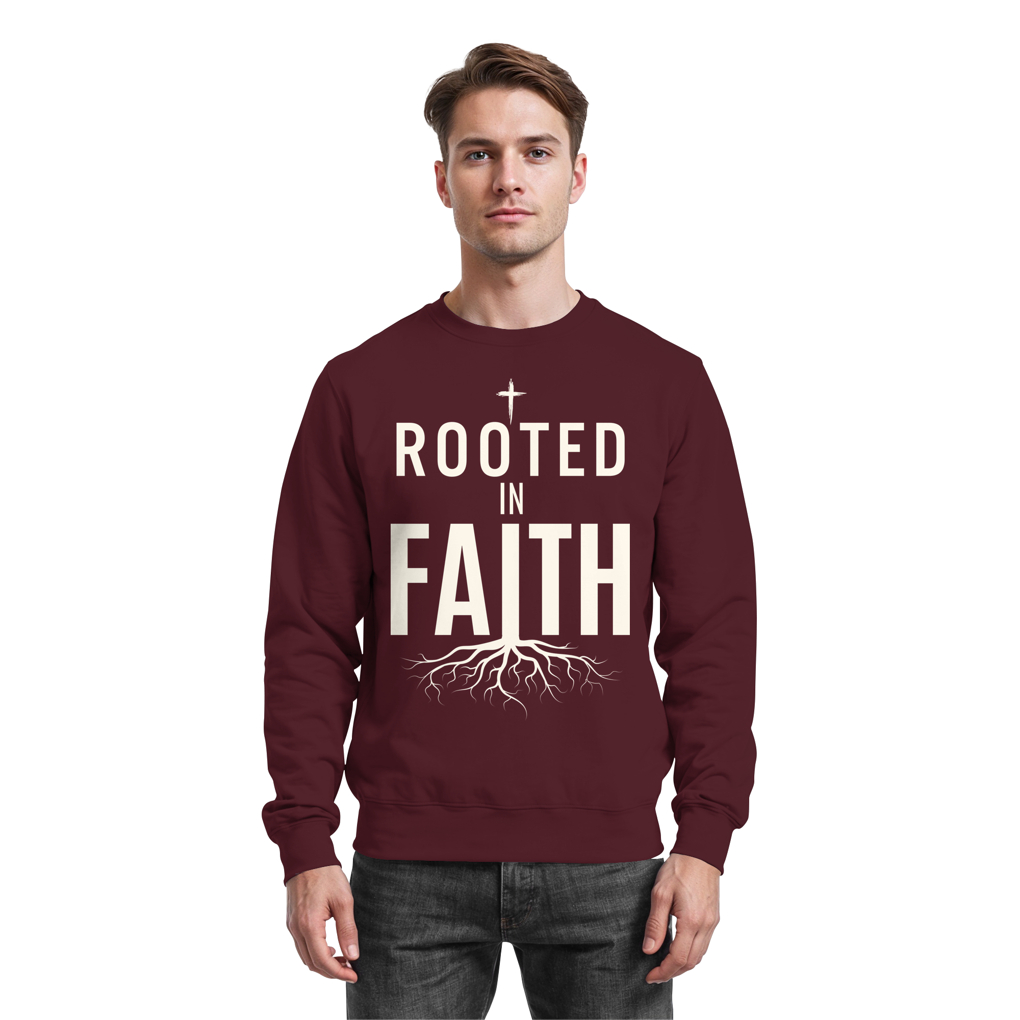ROOTED IN FAITH - Basic Sweatshirt - The Cross Label