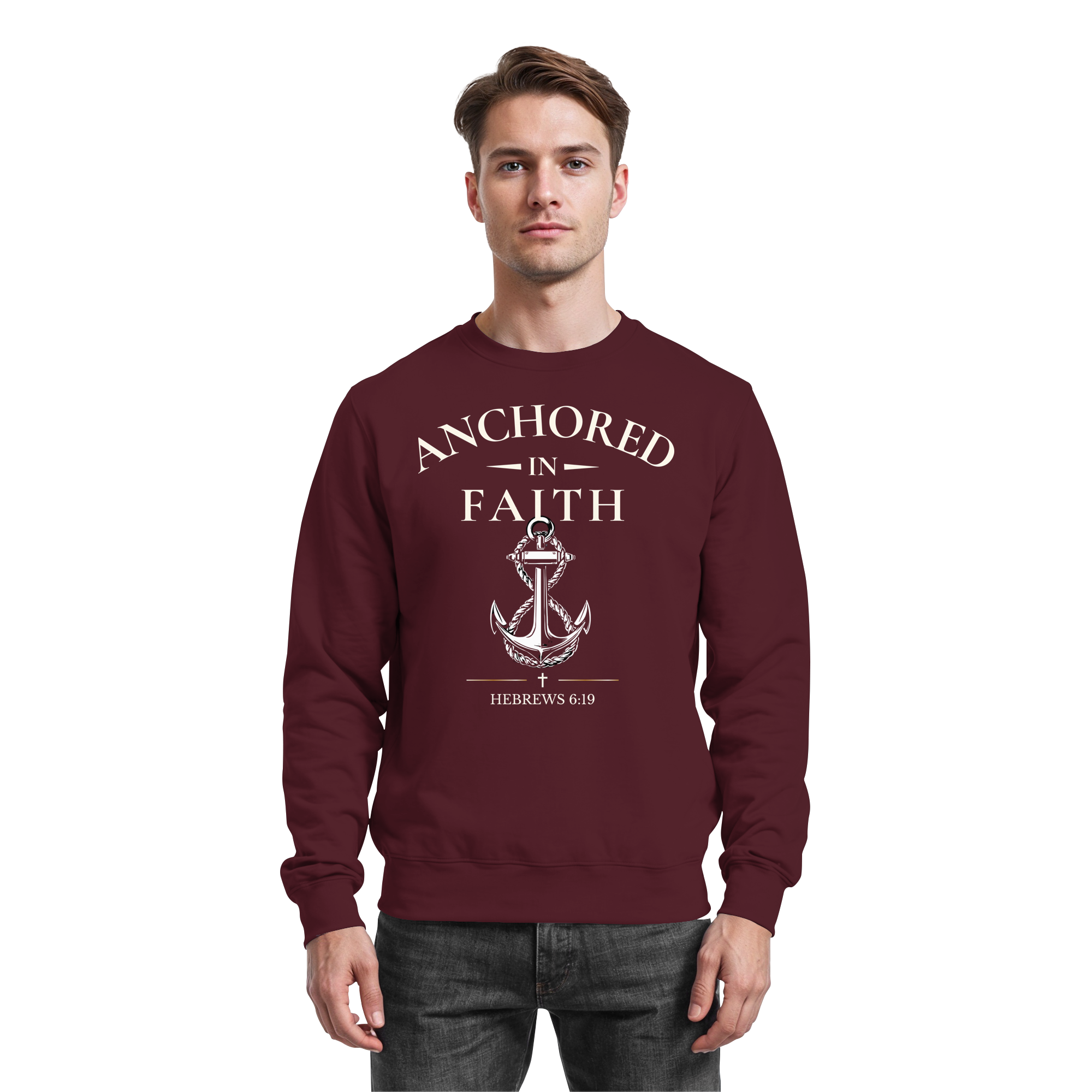 ANCHORED IN FAITH - Basic Sweatshirt - The Cross Label