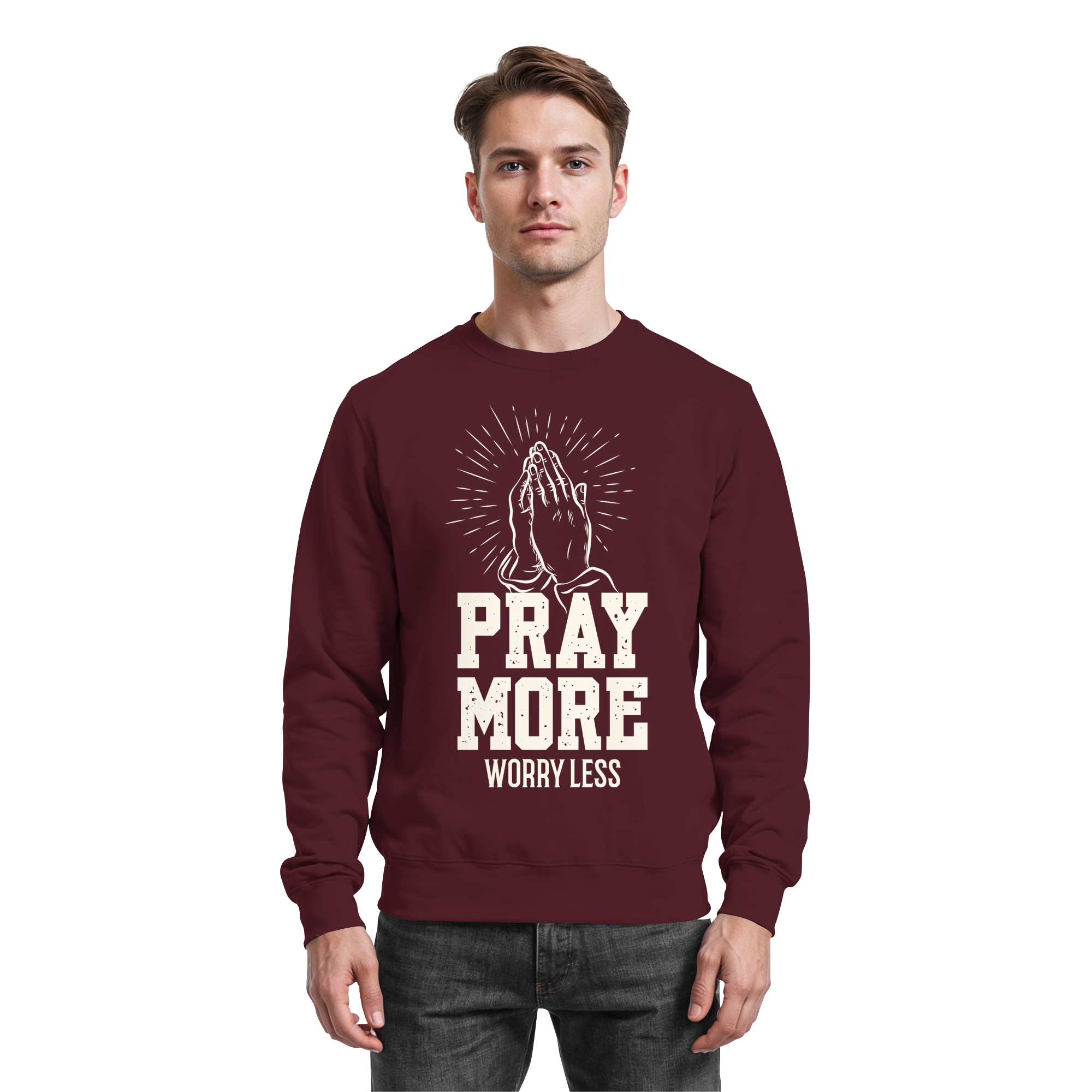 PRAY MORE, WORRY LESS - Basic Sweatshirt - The Cross Label