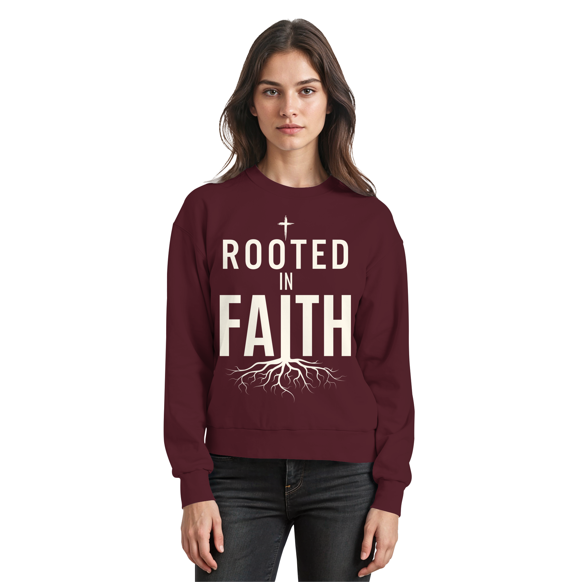 ROOTED IN FAITH - Basic Sweatshirt - The Cross Label