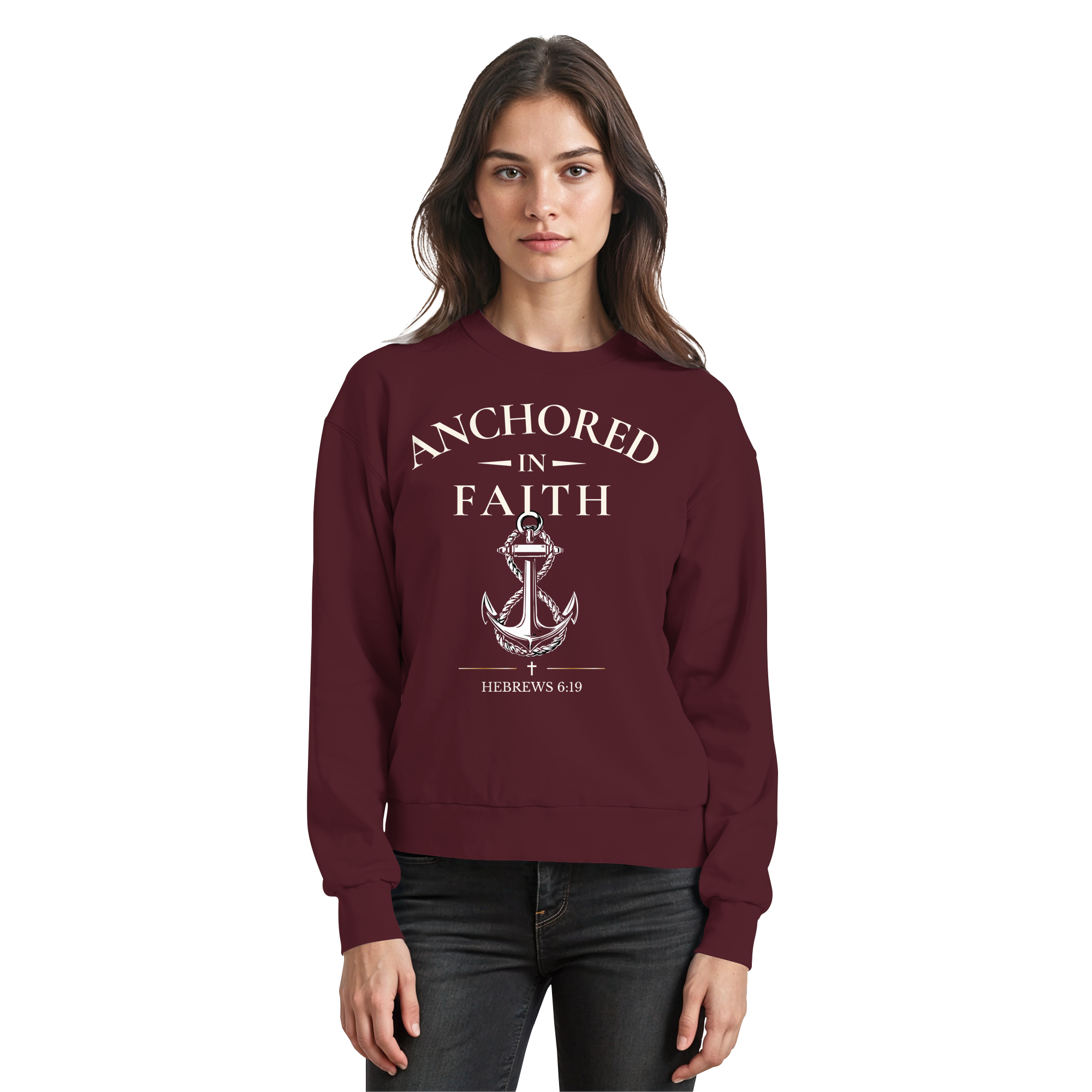 ANCHORED IN FAITH - Basic Sweatshirt - The Cross Label