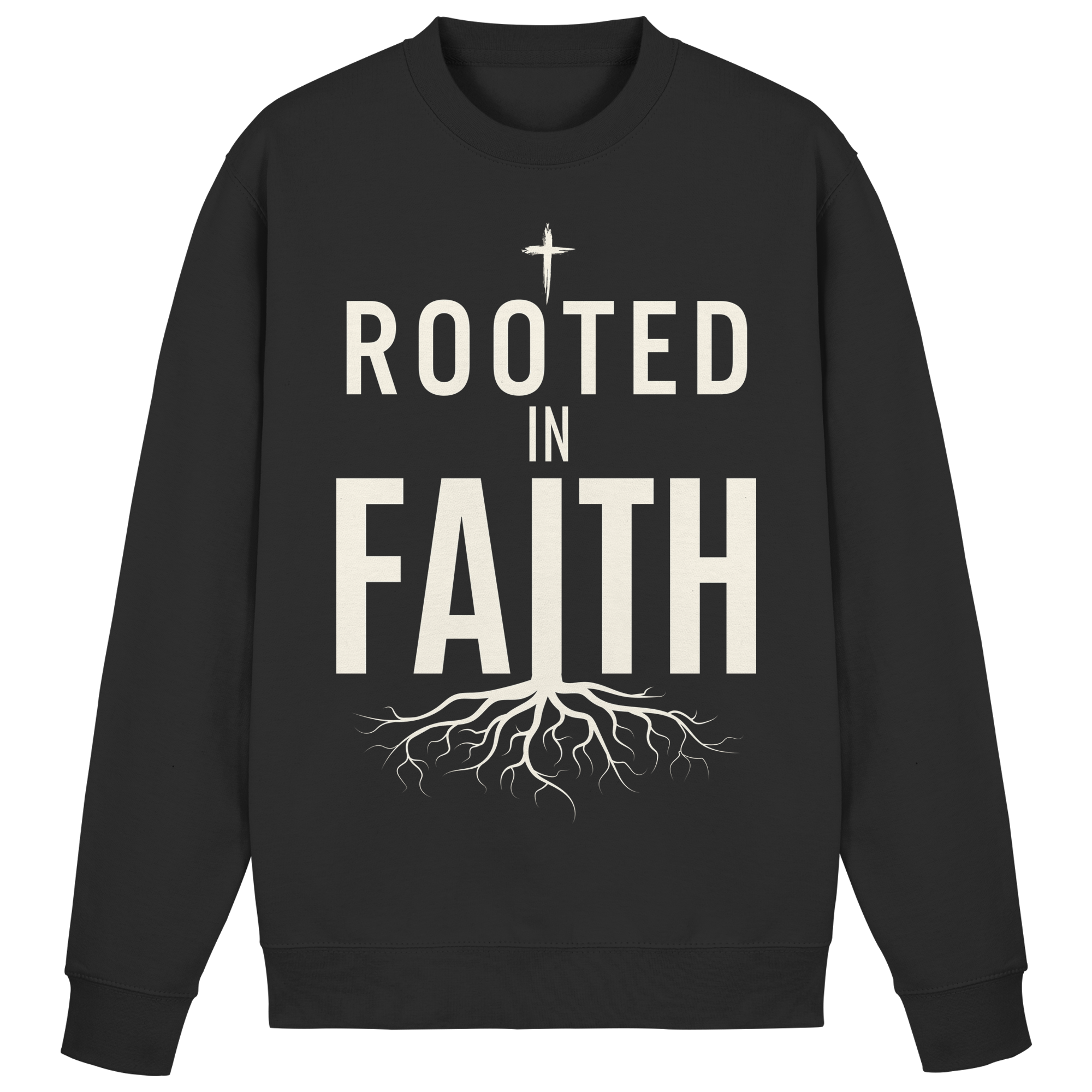 ROOTED IN FAITH - Basic Sweatshirt - The Cross Label