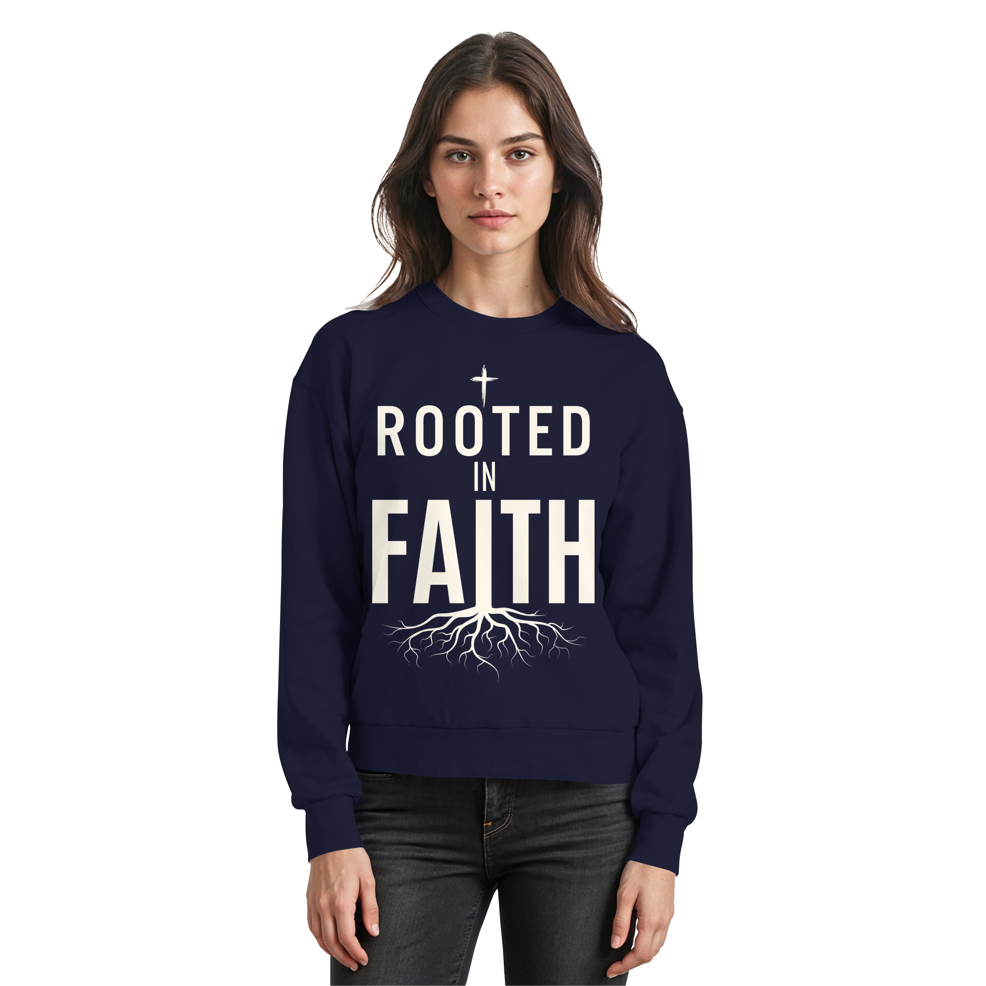 ROOTED IN FAITH - Basic Sweatshirt - The Cross Label