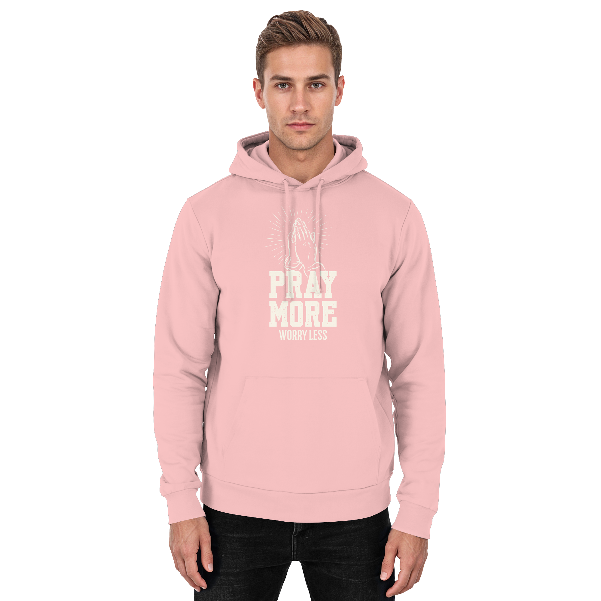 PRAY MORE, WORRY LESS - Basic Unisex Hoodie - The Cross Label