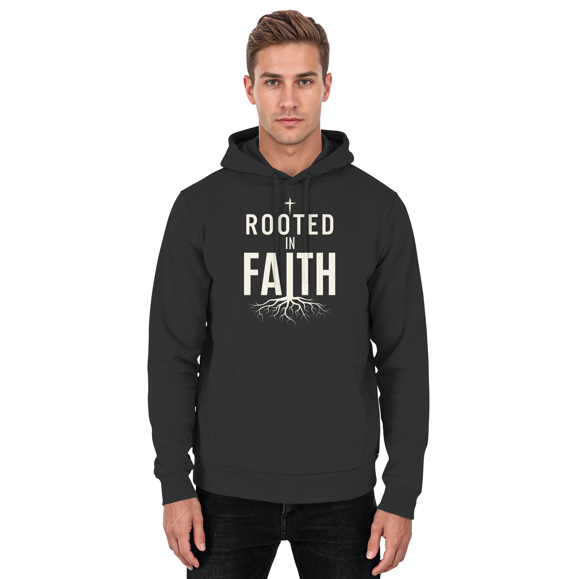 ROOTED IN FAITH - Basic Unisex Hoodie - The Cross Label