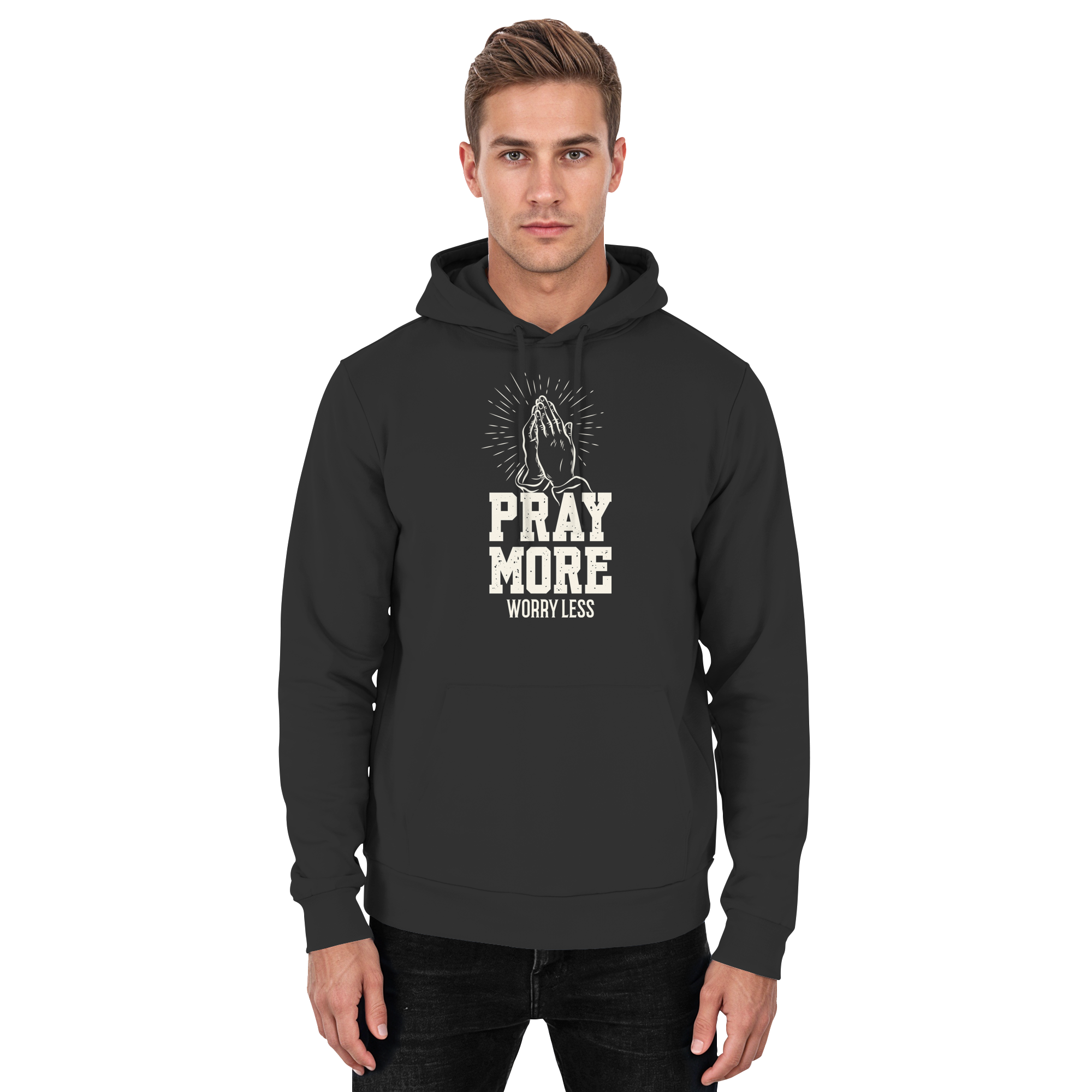 PRAY MORE, WORRY LESS - Basic Unisex Hoodie - The Cross Label