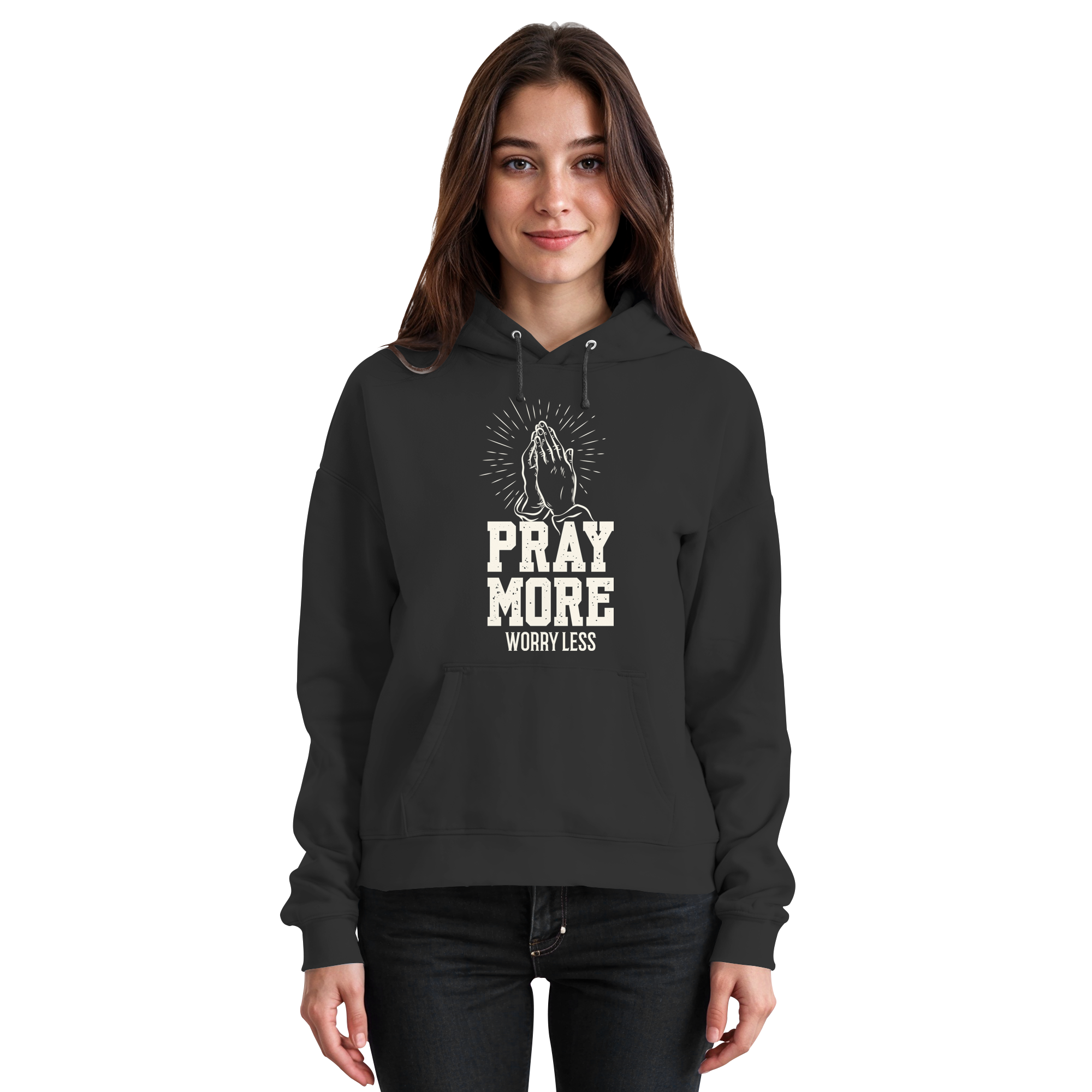 PRAY MORE, WORRY LESS - Basic Unisex Hoodie - The Cross Label