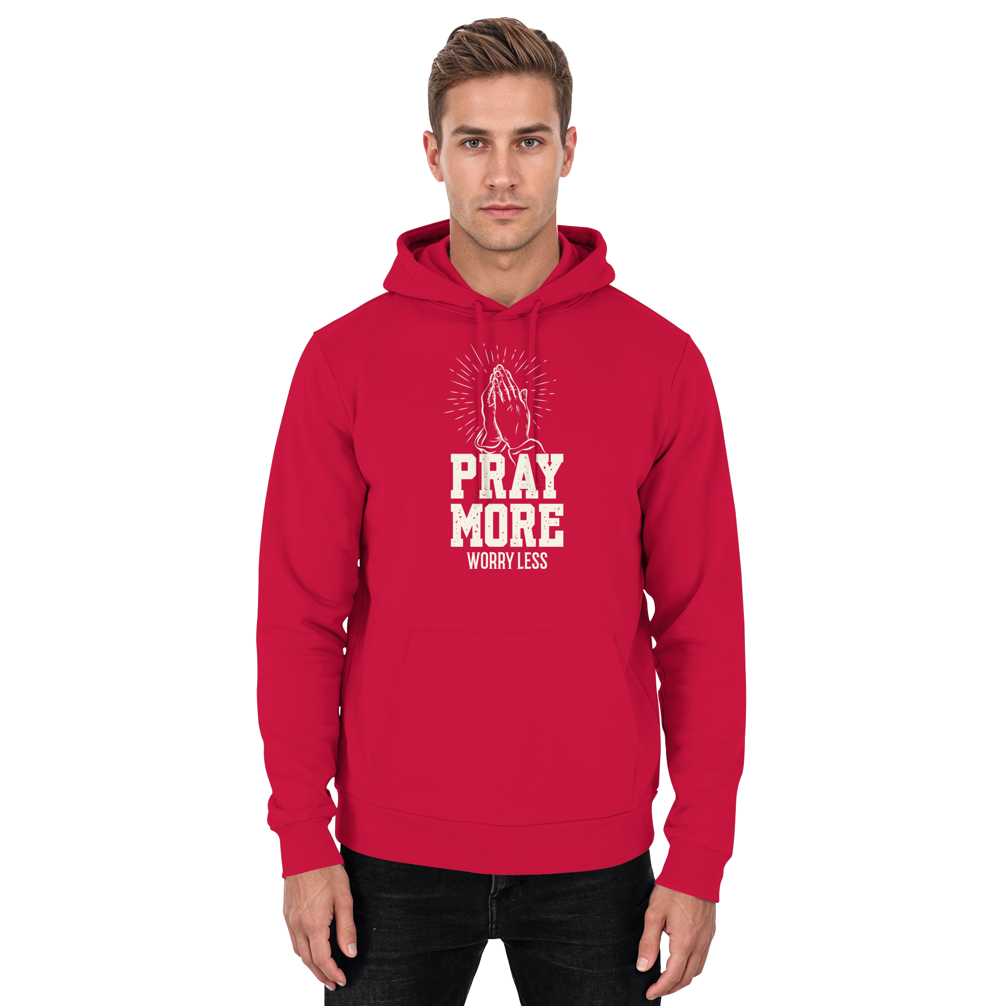 PRAY MORE, WORRY LESS - Basic Unisex Hoodie - The Cross Label