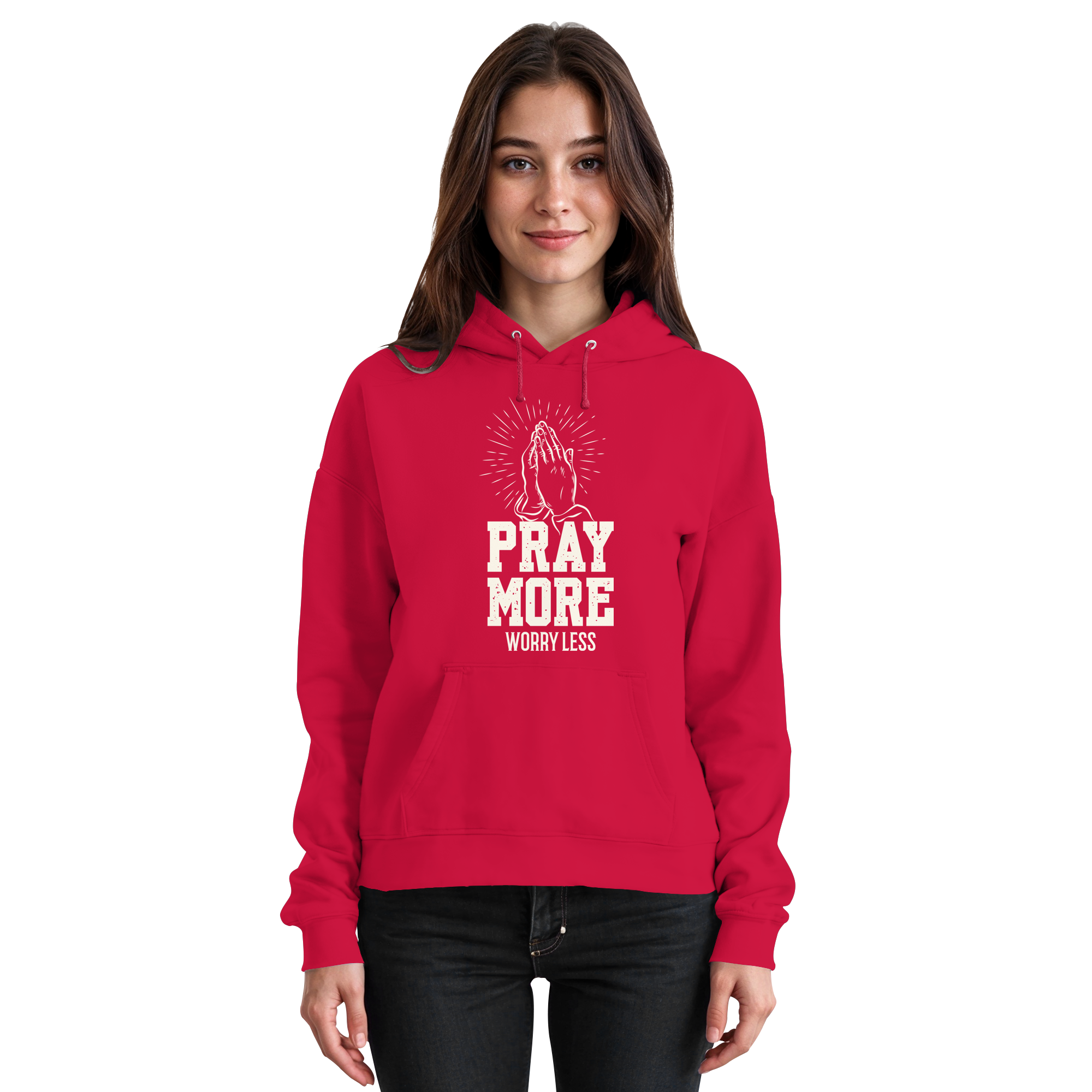 PRAY MORE, WORRY LESS - Basic Unisex Hoodie - The Cross Label