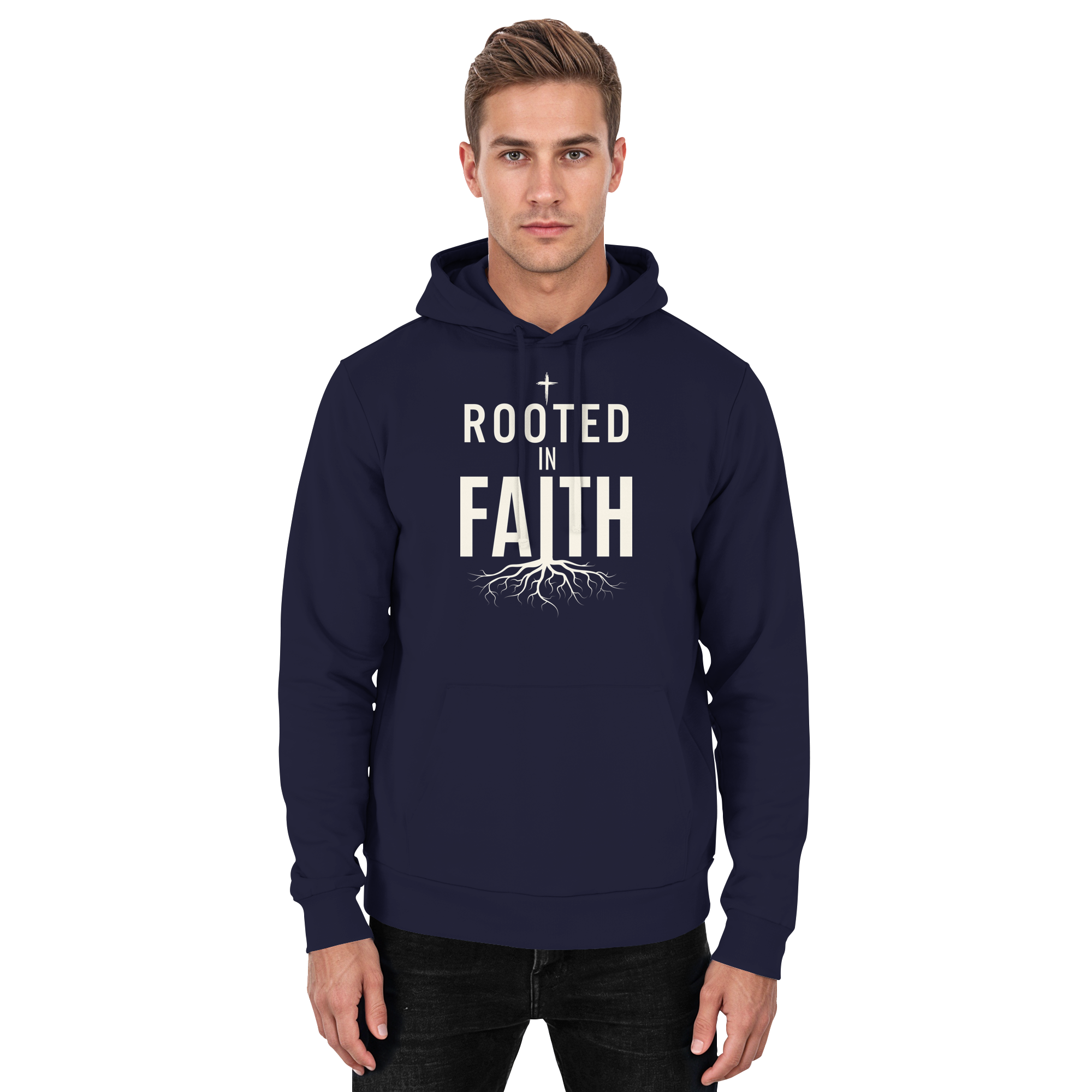 ROOTED IN FAITH - Basic Unisex Hoodie - The Cross Label