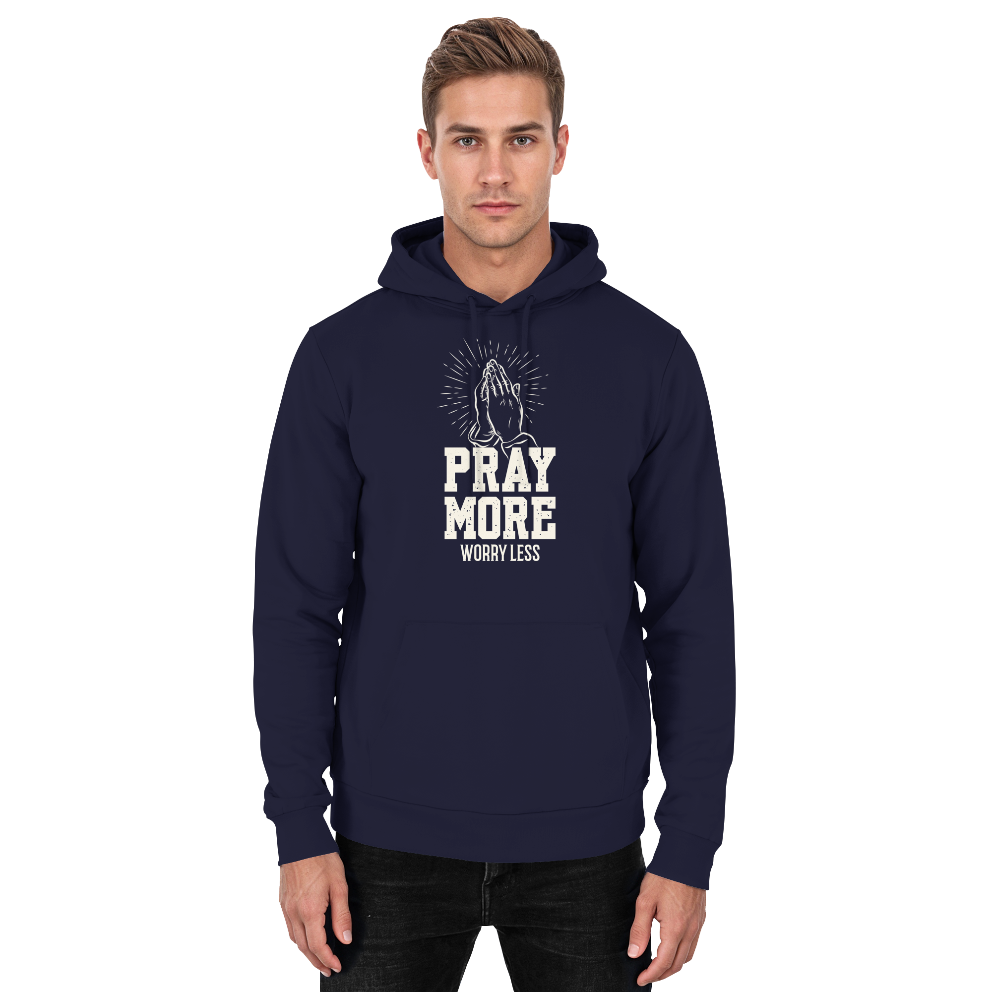 PRAY MORE, WORRY LESS - Basic Unisex Hoodie - The Cross Label