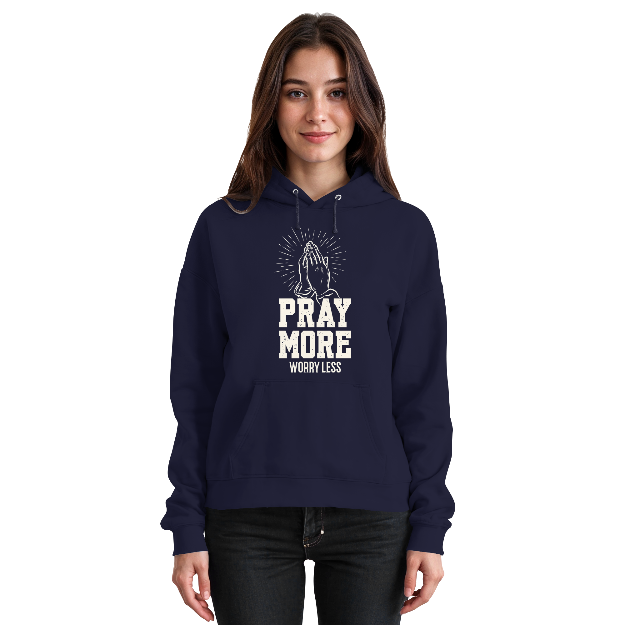PRAY MORE, WORRY LESS - Basic Unisex Hoodie - The Cross Label