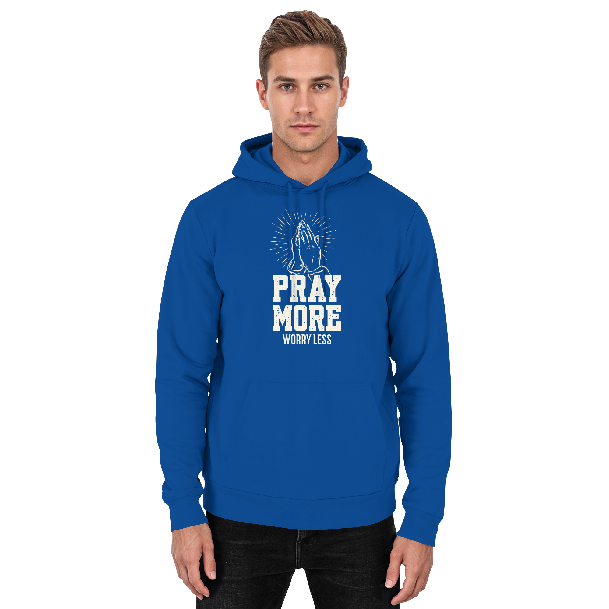 PRAY MORE, WORRY LESS - Basic Unisex Hoodie - The Cross Label