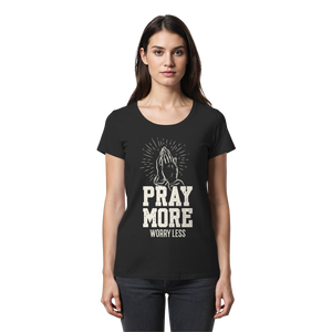 PRAY MORE, WORRY LESS - Womens Premium Classic T-Shirt - The Cross Label