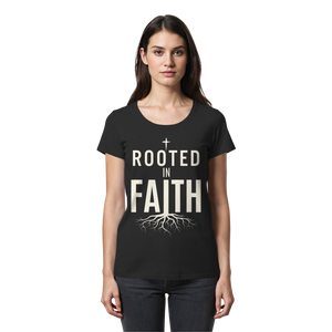 ROOTED IN FAITH - Womens Premium Classic T-Shirt - The Cross Label