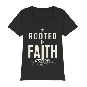 ROOTED IN FAITH - Womens Premium Classic T-Shirt - The Cross Label