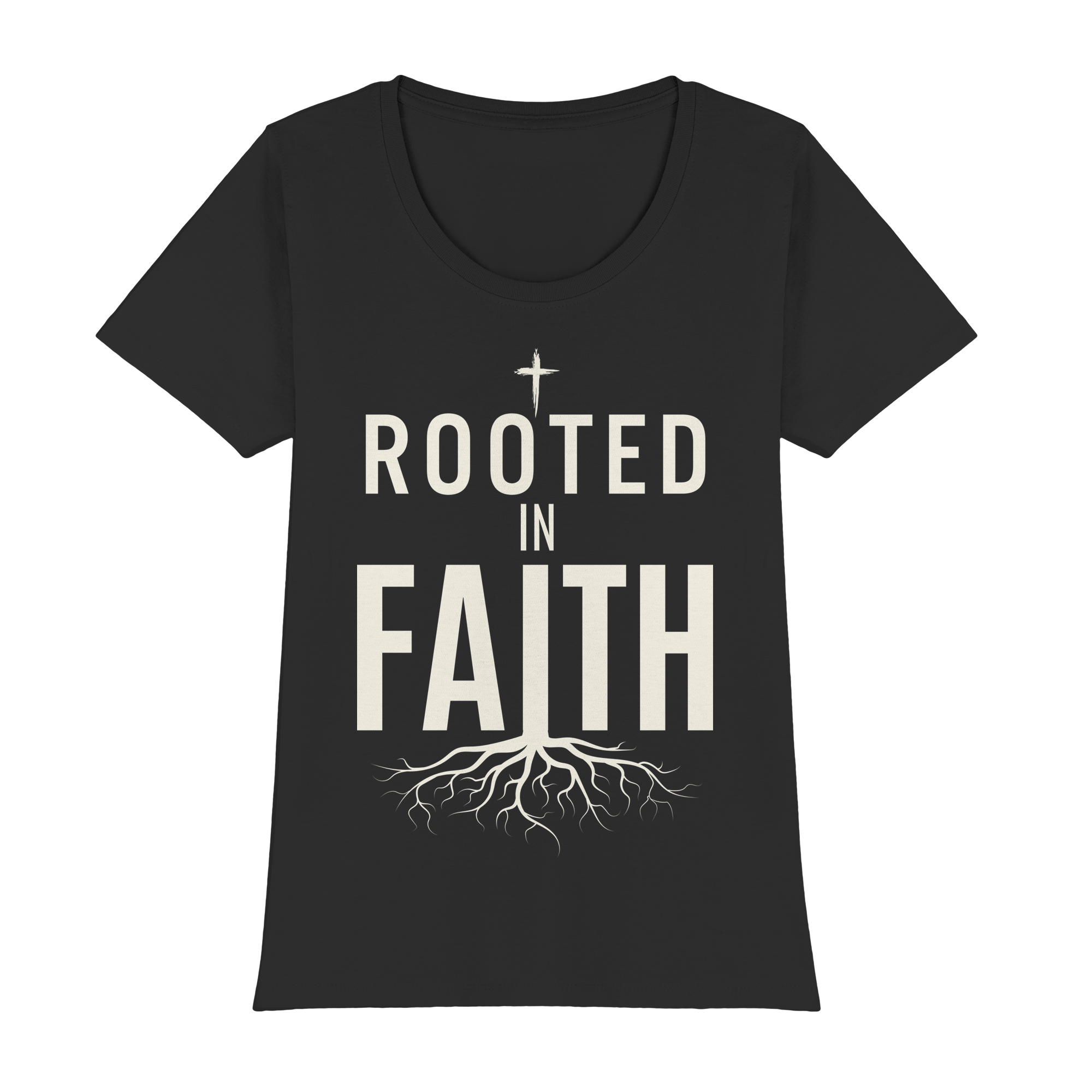 ROOTED IN FAITH - Womens Premium Classic T-Shirt - The Cross Label