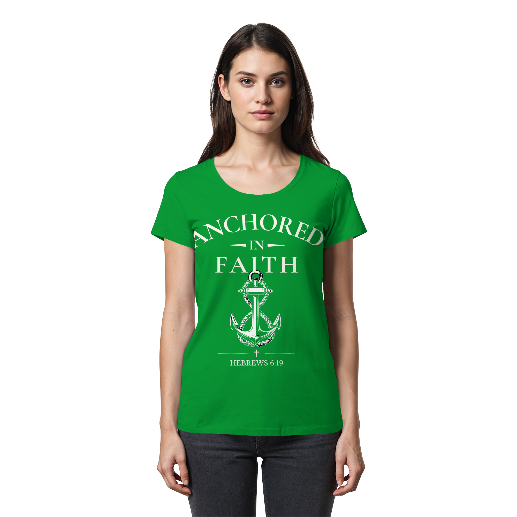 ANCHORED IN FAITH - Womens Premium Classic T-Shirt - The Cross Label