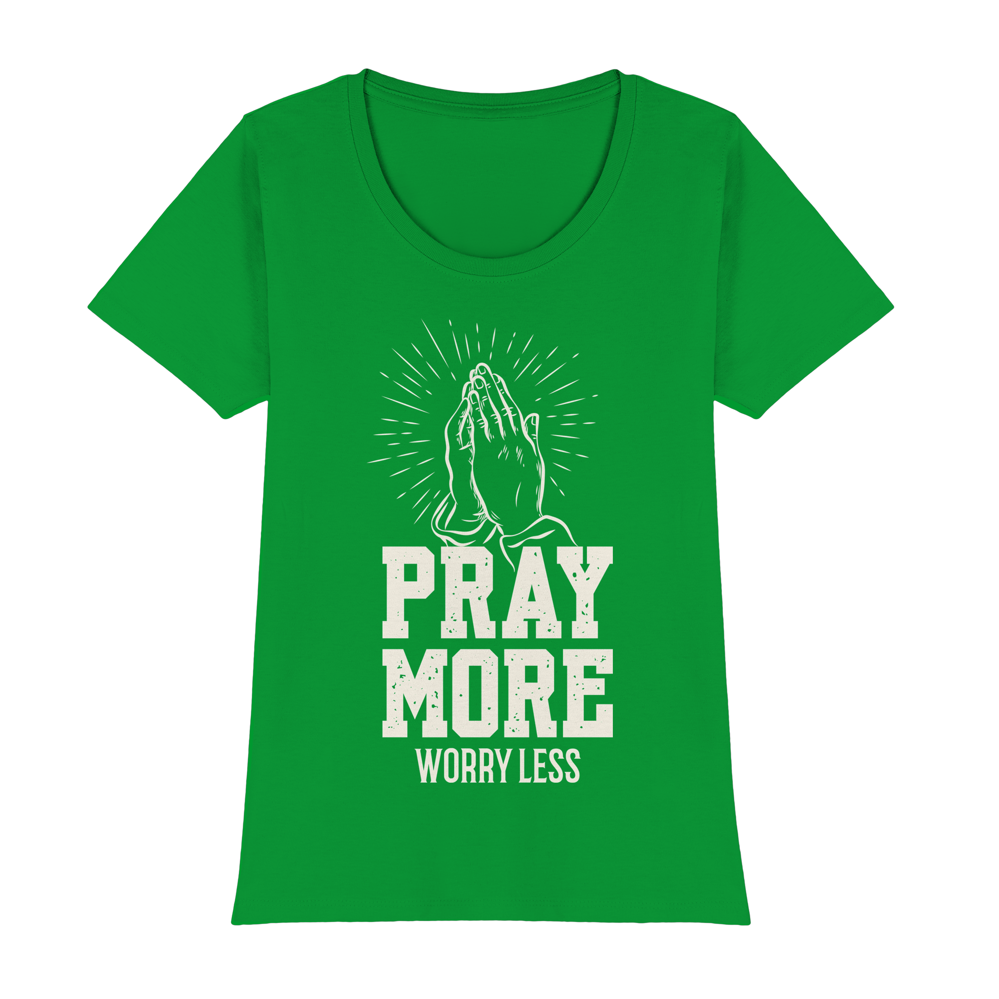 PRAY MORE, WORRY LESS - Womens Premium Classic T-Shirt - The Cross Label