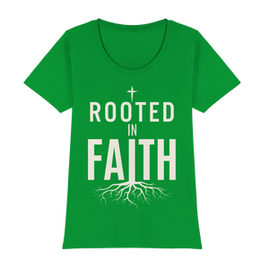 ROOTED IN FAITH - Womens Premium Classic T-Shirt - The Cross Label