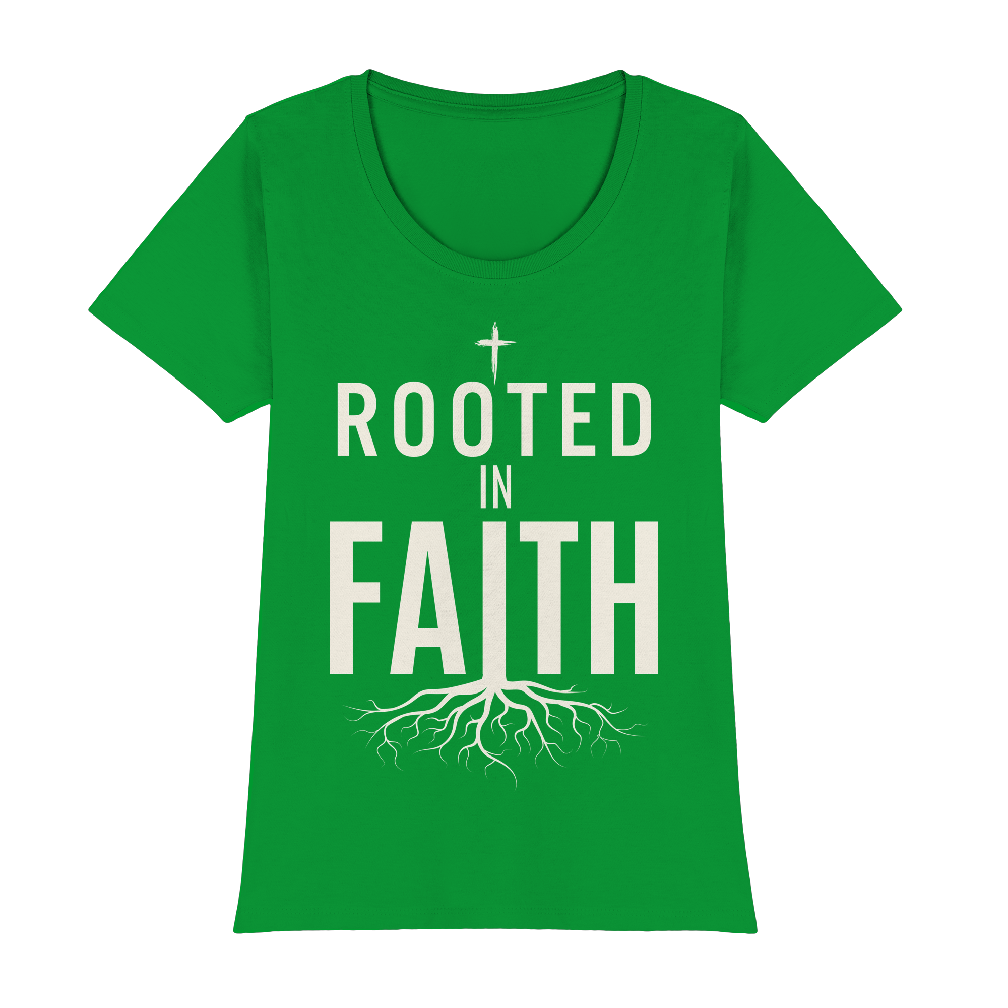 ROOTED IN FAITH - Womens Premium Classic T-Shirt - The Cross Label