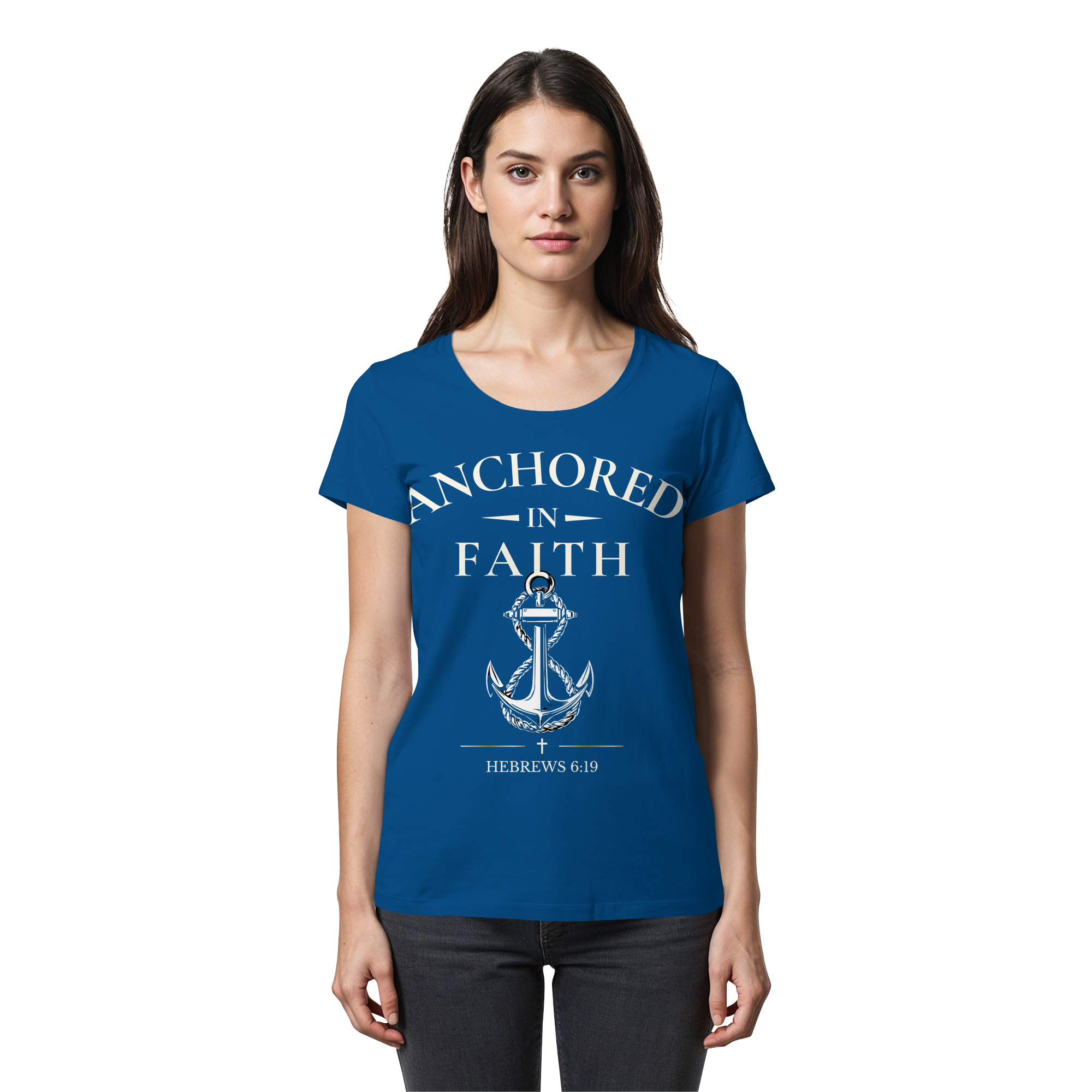 ANCHORED IN FAITH - Womens Premium Classic T-Shirt - The Cross Label