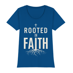 ROOTED IN FAITH - Womens Premium Classic T-Shirt - The Cross Label